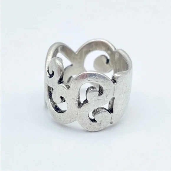 Silpada Sterling Silver Scroll Ring - R1200 Ornate Swirl Wide Statement Band - Picture 2 of 8